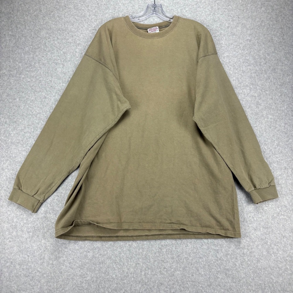 Pluma Long Sleeve Tee Mens XL Olive Green Heavyweight Cotton USA Vintage 90s